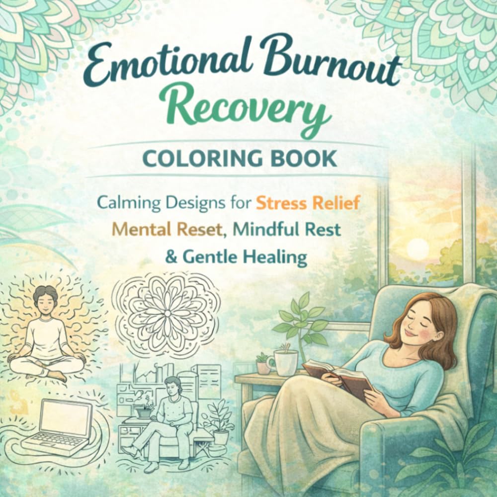 Emotional Burnout Recovery Coloring Book for Adults: Calming Designs for Stress Relief, Mental Reset, Emotional Healing & Quiet Mind Restoration (The ... Emotional Wellness Coloring Books for Adults)