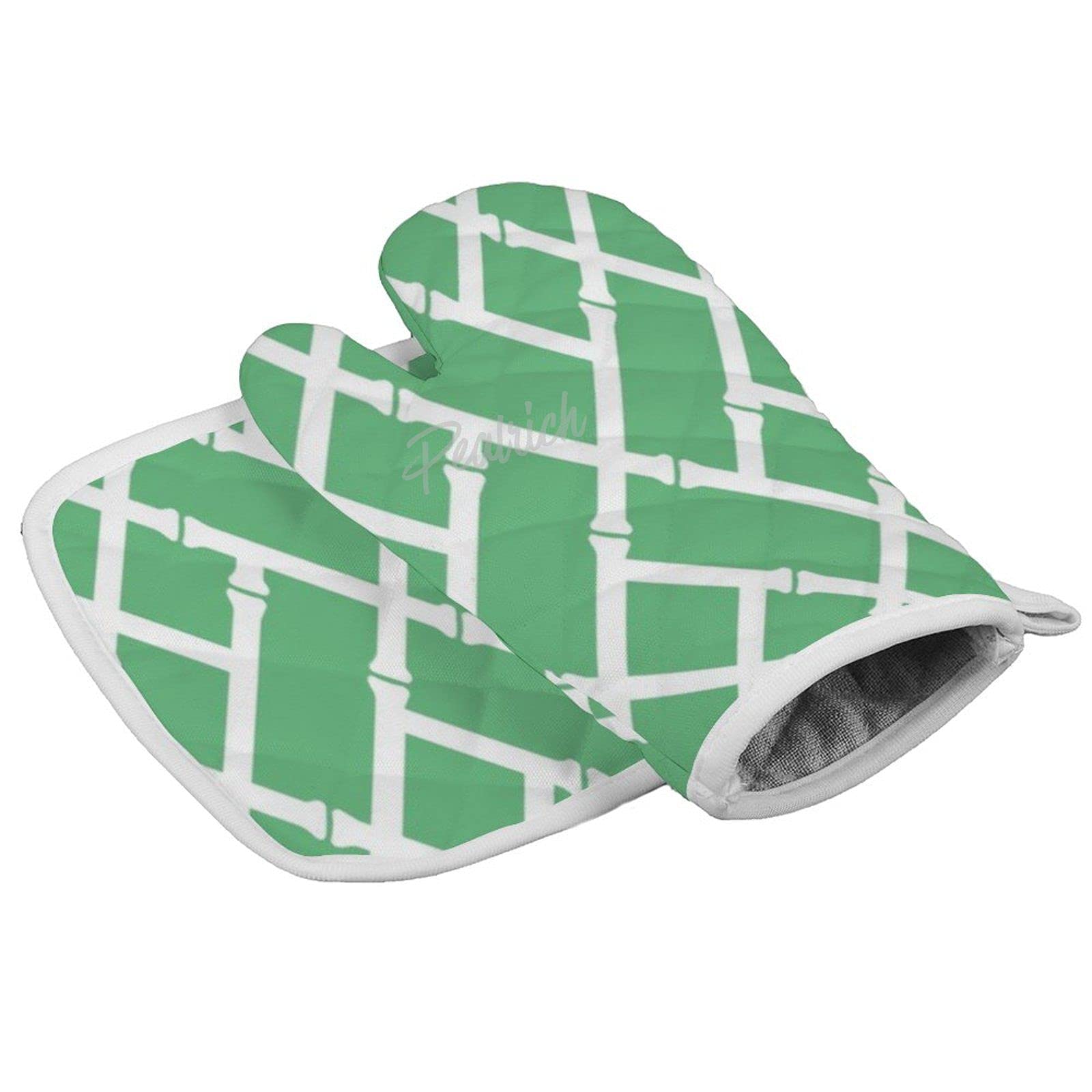 and Holders Sets Preppy Green Bamboo Pattern, Heat Resistant Non-Slip Kitchen Hot for