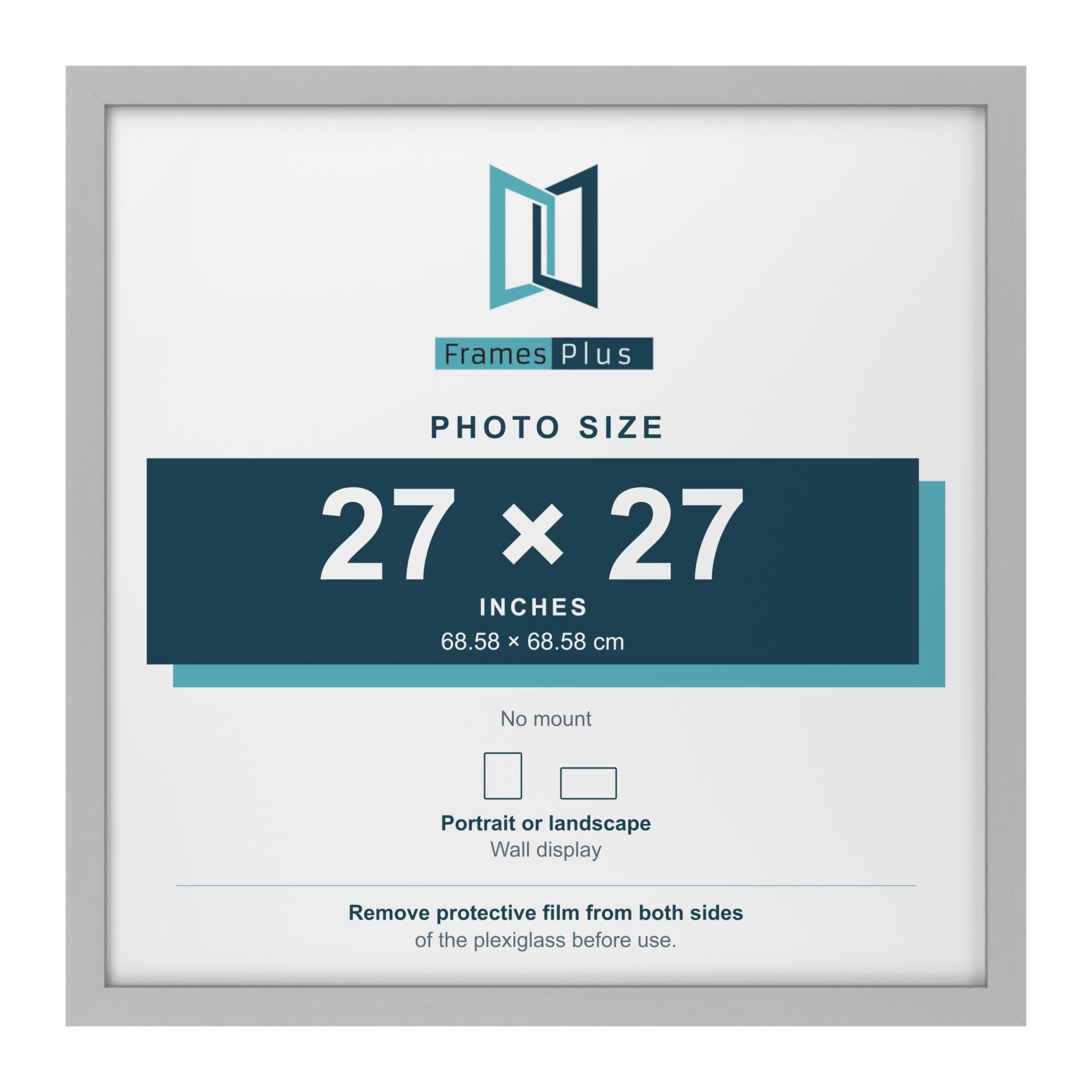 FramesPlus 27x27 Inch Square Poster Frame, Light Grey, Modern Photo Frame — image 1