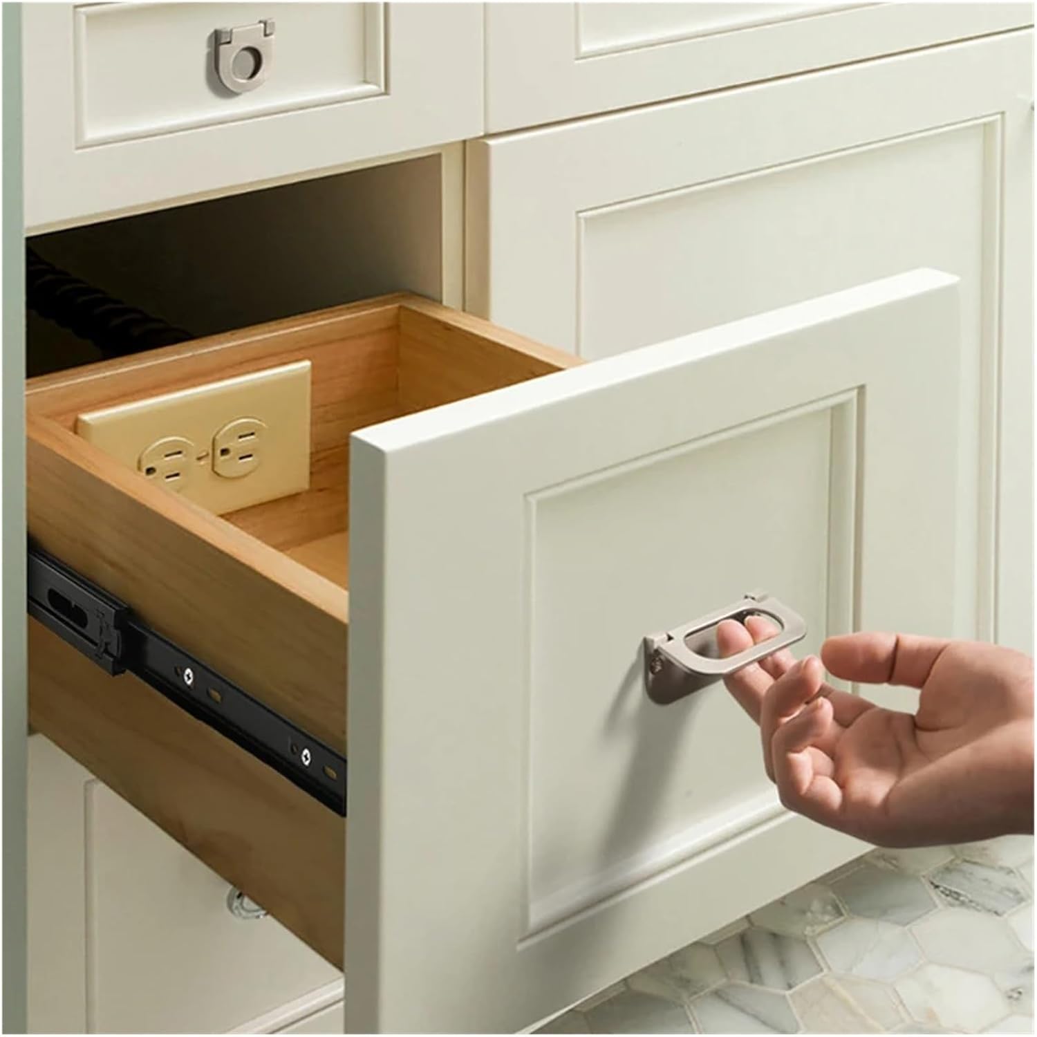 2Pcs Metal Buffer Drawer Slides 8-20 Inch Track Width 45mm Mute Three-Section Rail Sliding Furniture Hardware Fittings(8 inch(200MM))