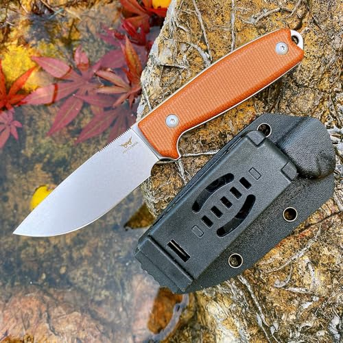 Watchman W222 survival Fixed Blade Straight knife 14C28N camping, fishing, barbecue knife, outdoor survival with Sheath Knife (white)