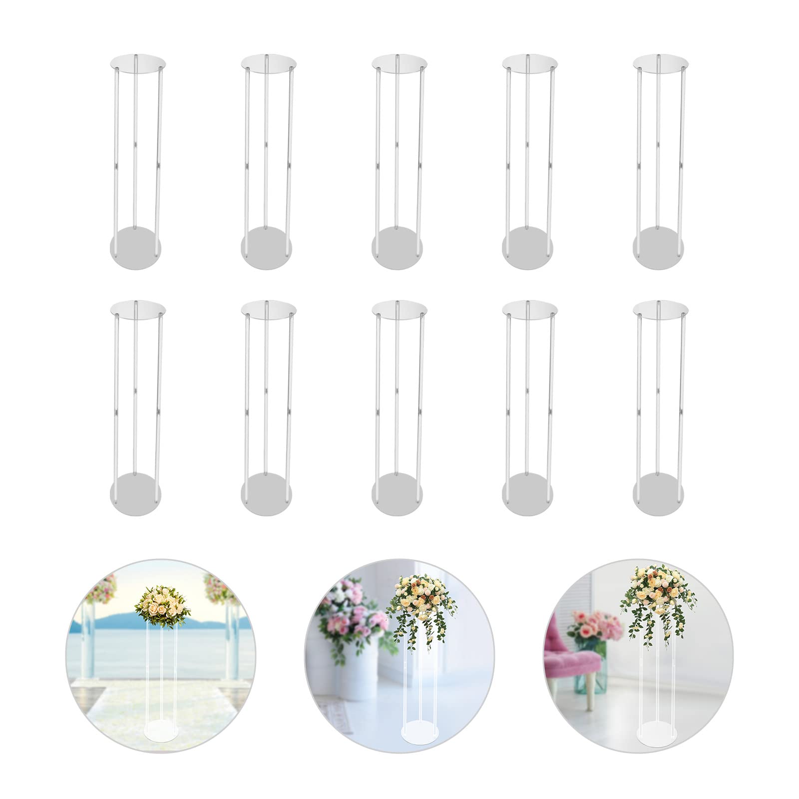 Supporto per fiori da sposa da 101 cm, 10 pezzi, cilindrico, in acrilico, centrotavola per tavoli, supporti per palloncini in acrilico, colonna rotonda, per matrimoni, feste di compleanno, decorazioni