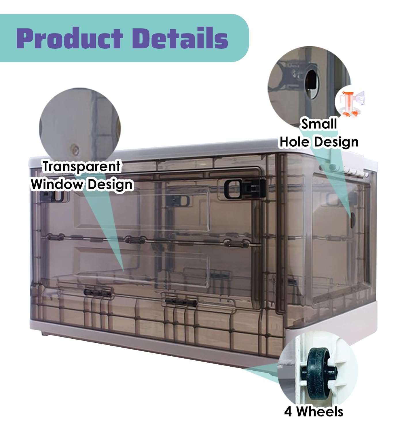 ENHEN Oxygen Therapy Pet Brooder Nursery, Breathable Dual Holes Atomization Oxygen Box, Foldable Home Veterinary Clinics Hospital Whelping Chamber(White)