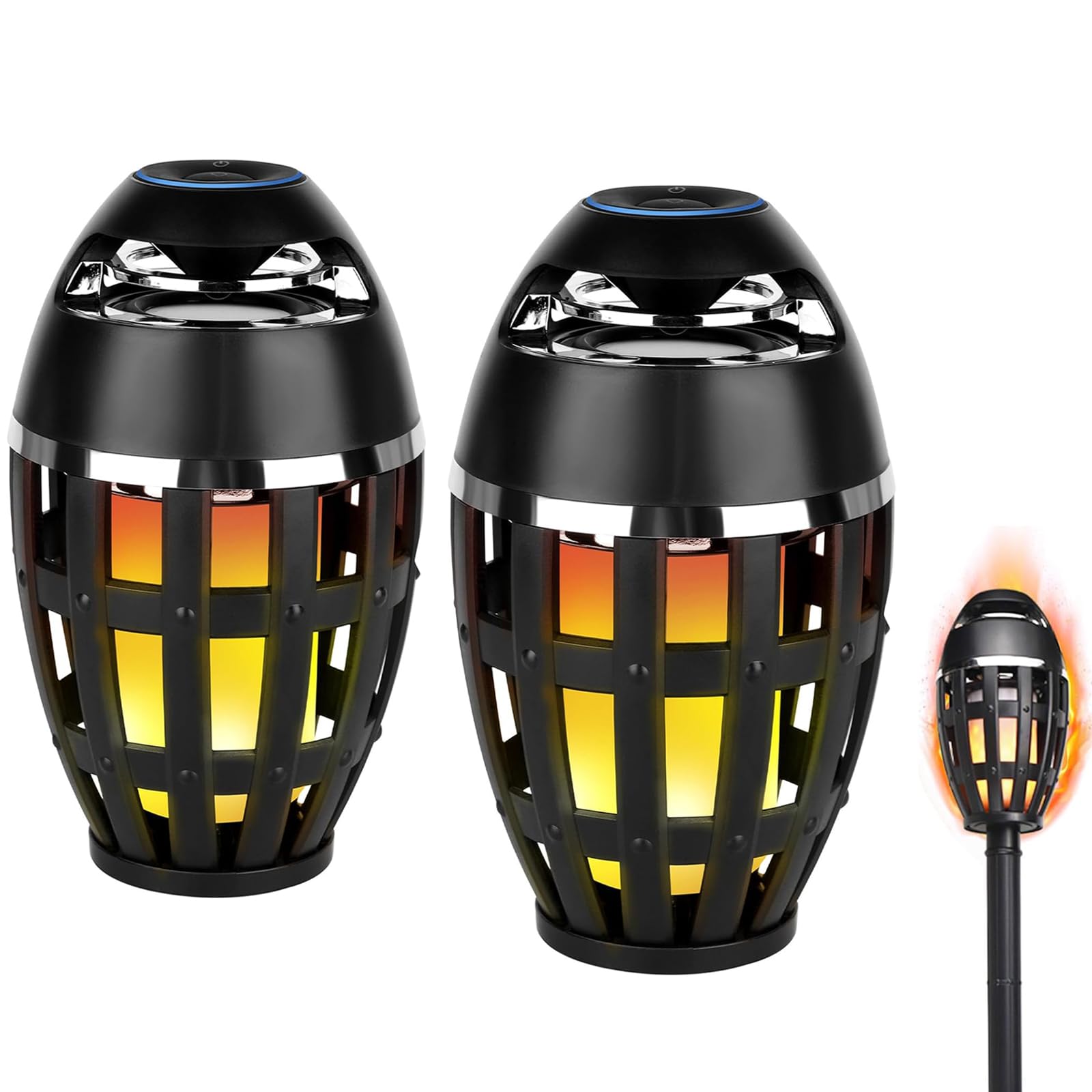 Houkiper Outdoor Bluetooth Flame Speakers, 2PACK 5.0 Indoor/Outdoor Wireless Speakers with Stakes, HD Audio & Enhanced Bass, Portable Flame Torch Atmosphere Speaker for Patio, Party, Camping-picture-32