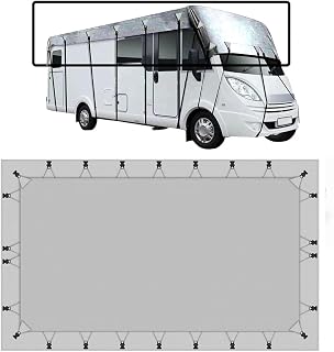 210D Oxford Cloth Camper Cover - Wind, Rain and Snow Proof - Grey, 9.5m x 3m