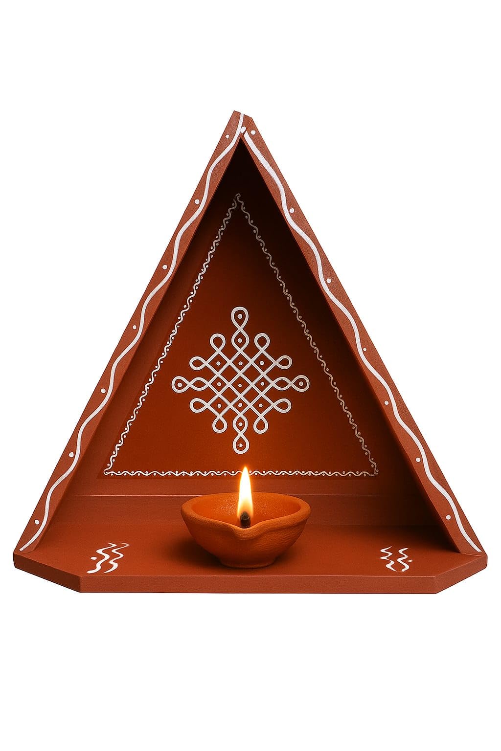 Handmade kolam Mada Vilakku 1 Piece | Diya Wall Mounted Stand | Wall Mount Stand| Traditional Wall Hanging Stand, Pooja Decoration. [Kolam mada vilaku 1pis] (Merun)-image-40