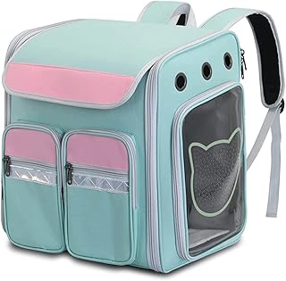 OLOTU Pet Backpack Large Capacity Cat Backpack, Safety Features and Cushion Back Support Cat Carrier, Outdoor Use Pet Backpack Carrier Spacious