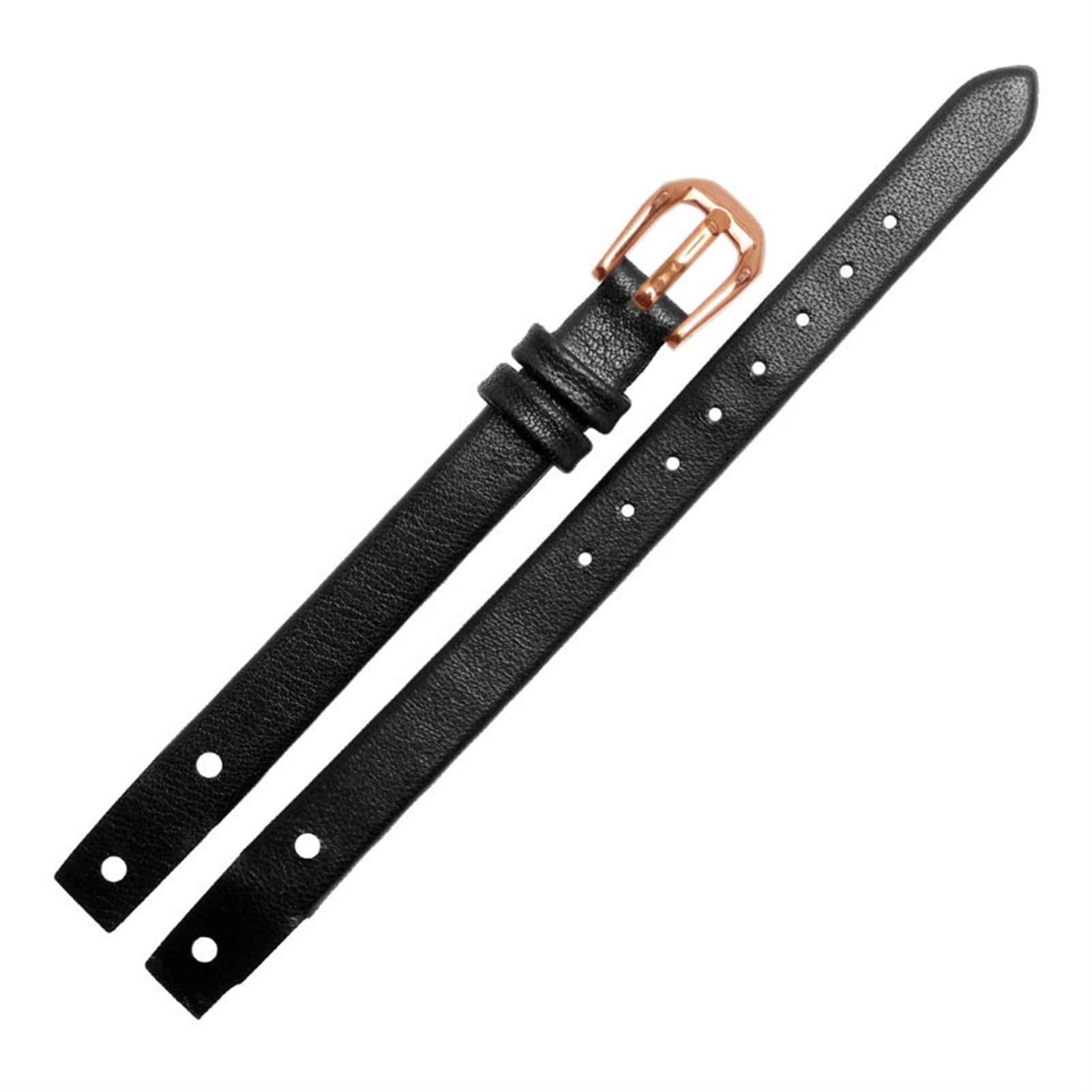 Bracelet de montre en cuir véritable noir de 8 mm avec vis pour Fossil - 8