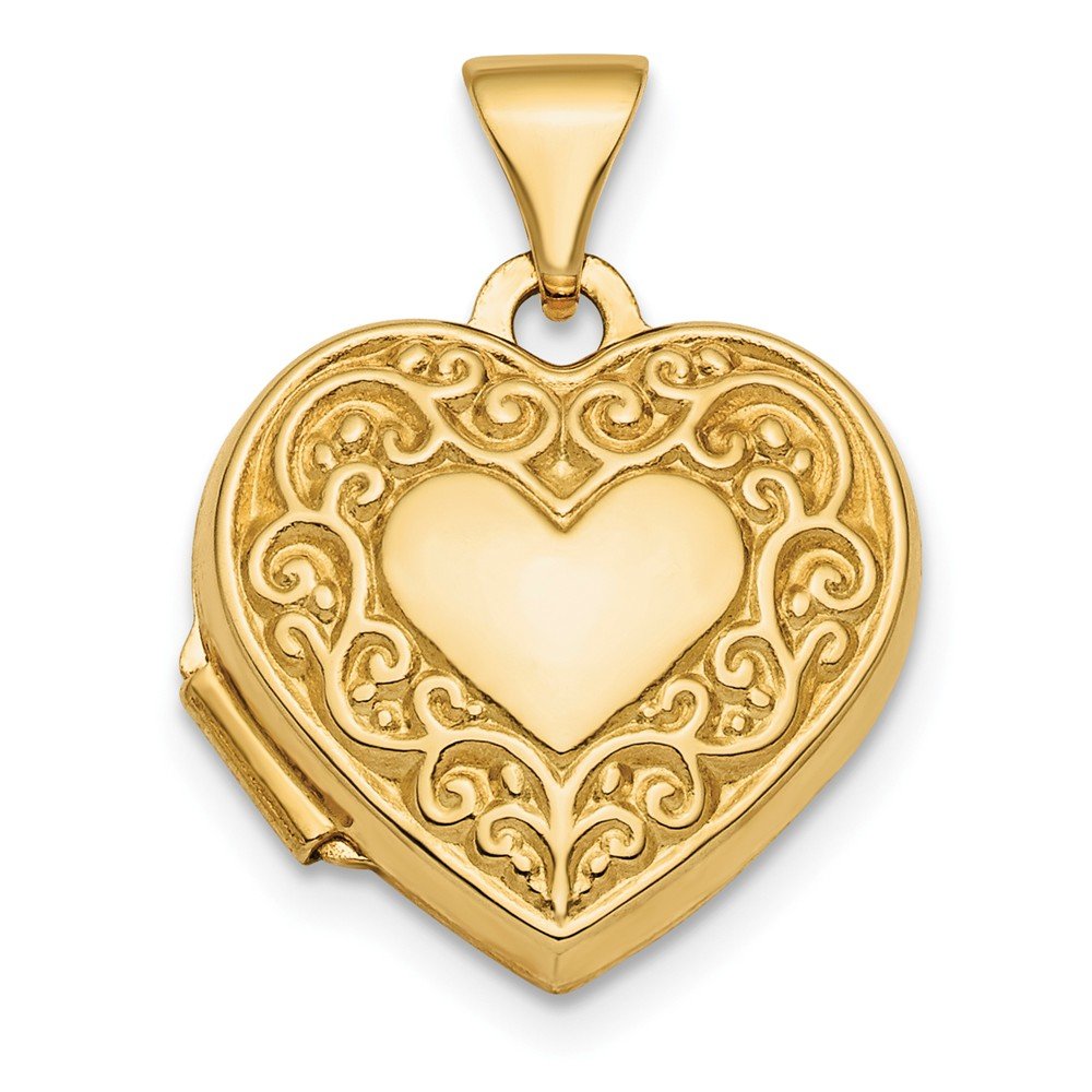 ICE CARATS14k Yellow Gold Reversible 15mm Heart Personalized Photo Locket Necklace Charm Pendant Fine Jewelry For Women Gifts For Her