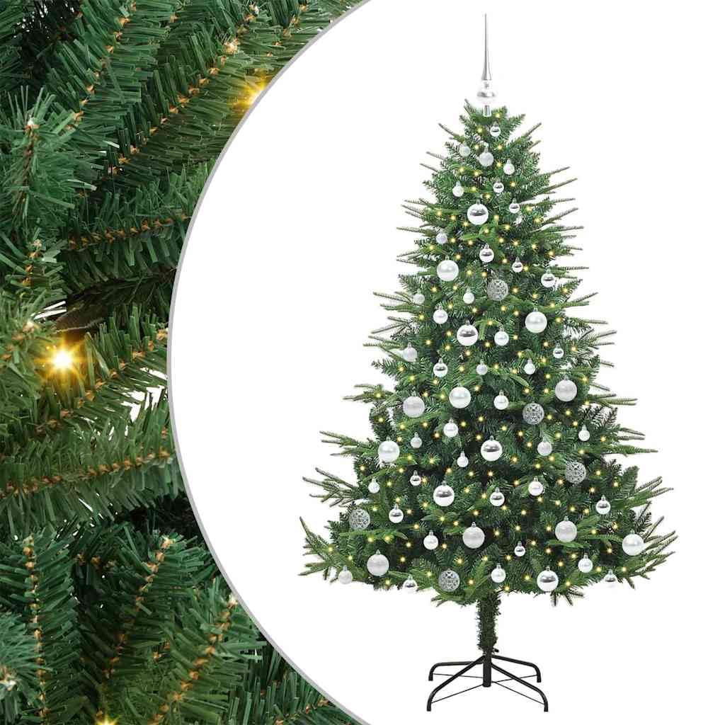 vidaXL Artificial Pre-lit Christmas Tree with Ball Set Green 180 cm, Living Room, Modern Christmas Tree, Decorative, Holiday Decor, USB Powered Light for Festive Seasonal Centerpiece
