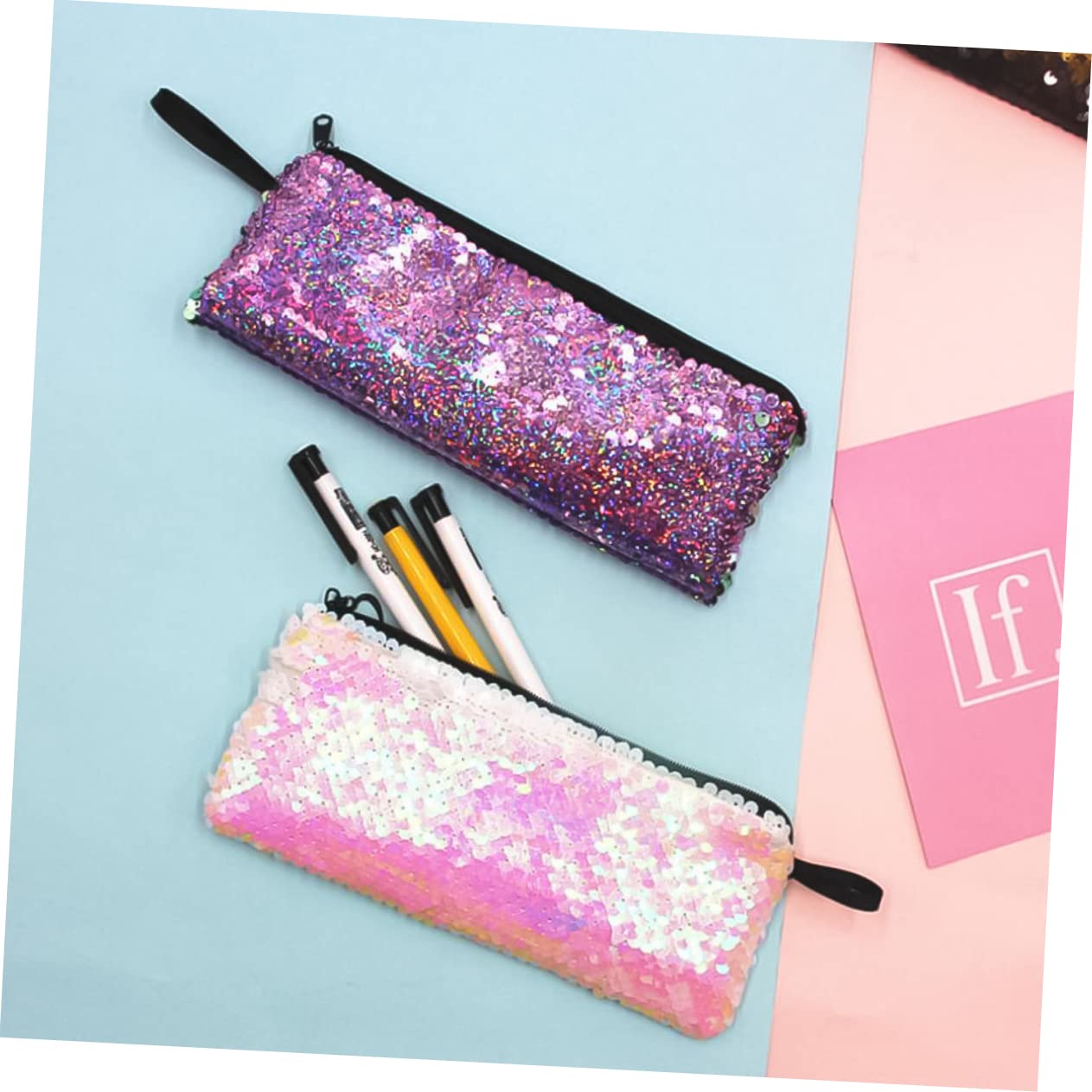 NUOBESTY 21piezas Bolsa De Lápices Diseño De Sirena De Organizador De Cables y Accesorios Bolsa De Almacenamiento Portátil para Estudiantes para Uso Escolar y Oficina
