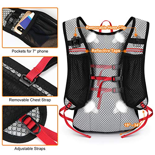NEVO Rhino Hydration Backpack Pack with 3l/2l Water Bladder for Hiking Running Cycling Climbing Skiing,Insulated, Big Waist Bags (Black Nylon with EVA 2l Bladder, 2 Lite EVA Bladder)