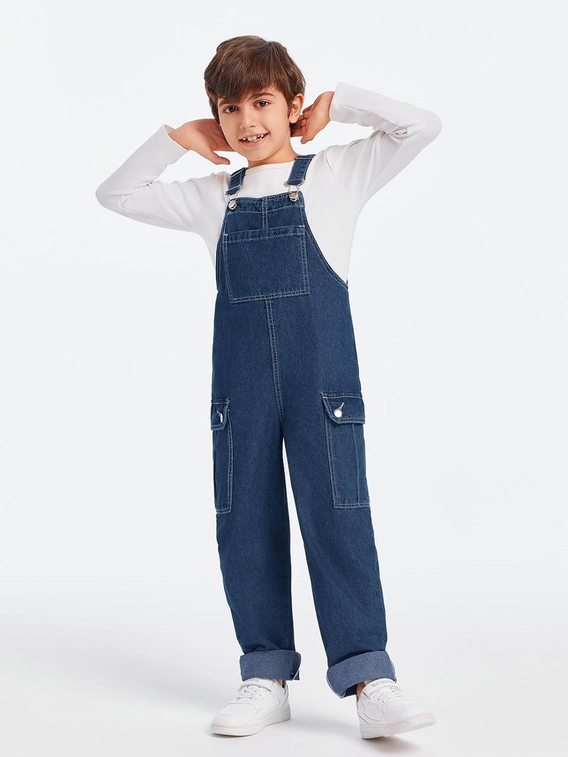 Haloumoning Boys Fashion Denim Overalls with Flap Pockets 5-14 Years - Image 3