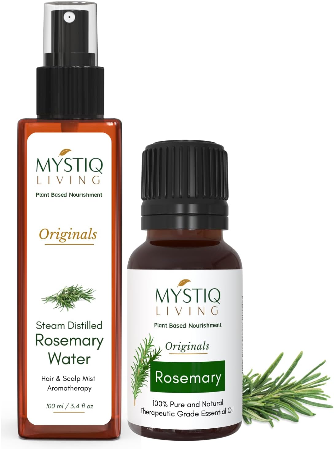 Mystiq Living Rosemary Essential Oil for Hair, Rosemary Water- Combo (100 ML + 15 ML) | Hair Spray for Regrowth | 100% Pure & Natural