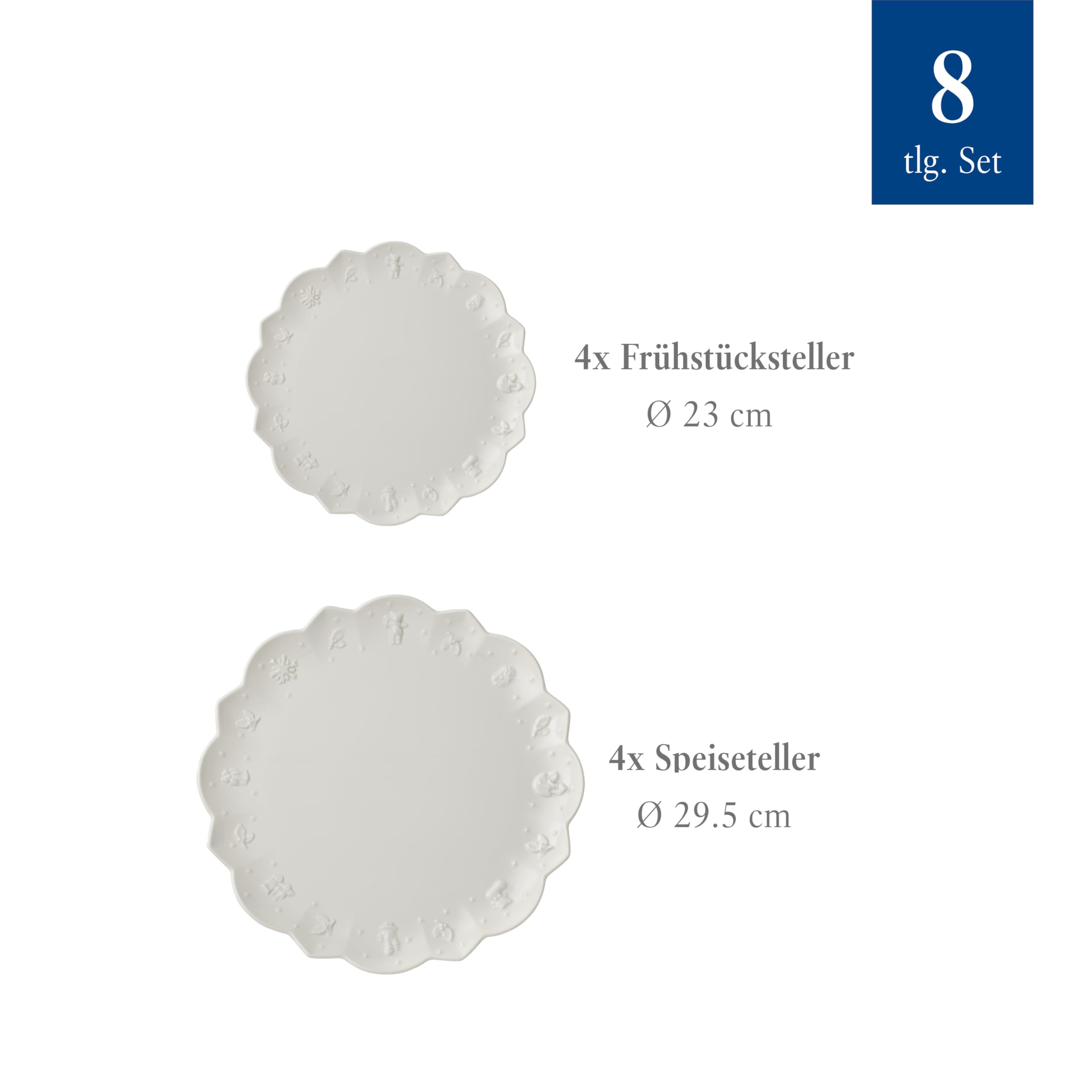 Villeroy & Boch – Toy's Delight Royal Classic zestaw talerzy 8 el., porcelana Premium, zmywarka, mikrofalówka, biały
