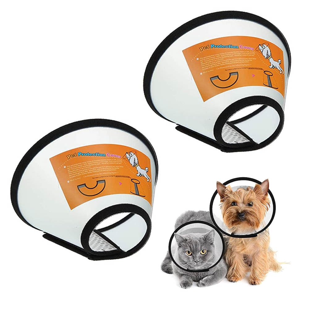 2 Pack Cat Cones to Stop Licking, Cat E Collar Pet Cone for Cats After Surgery, Pet Elizabethan Collar Dog Head Cone Recovery Cone for Most Cats & Small Dogs (Size M, 5#) Medium 5# (Neck Girth7.1" - 10.7", Depth 5.1'')