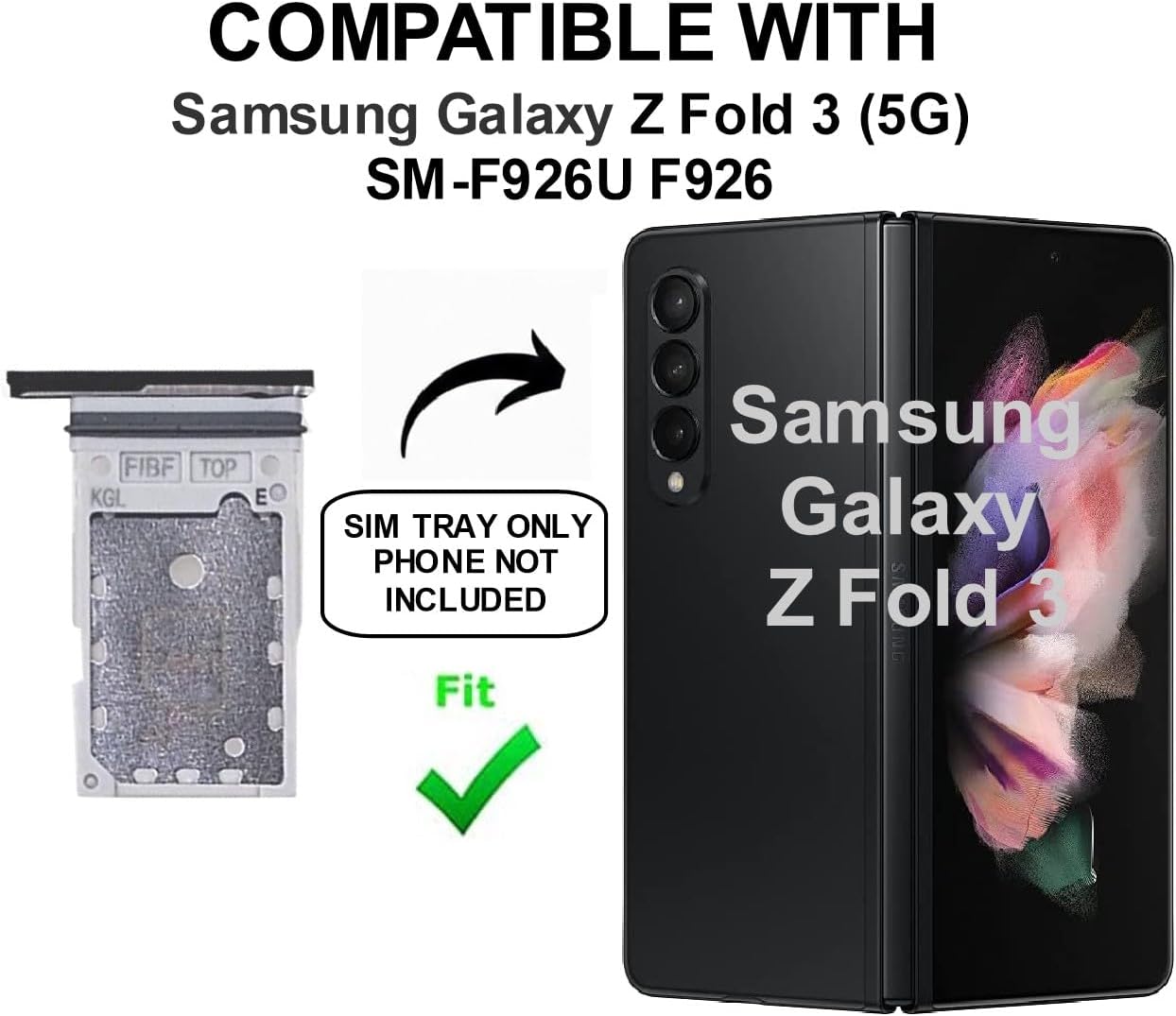 SIM Card Tray for Samsung Galaxy Z Fold 3 5G SM-F926U F926 (Phantom Green)