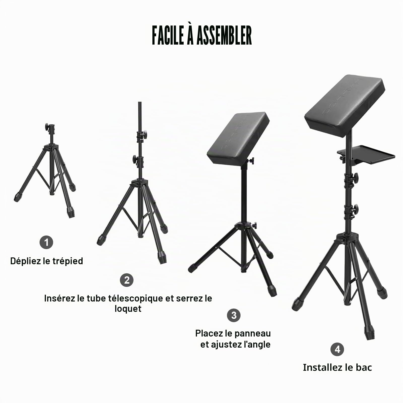 Accoudoir de tatouage avec plateau - Repose-bras pliable réglable en hauteur et en inclinaison - En cuir noir - Pour studio de tatouage