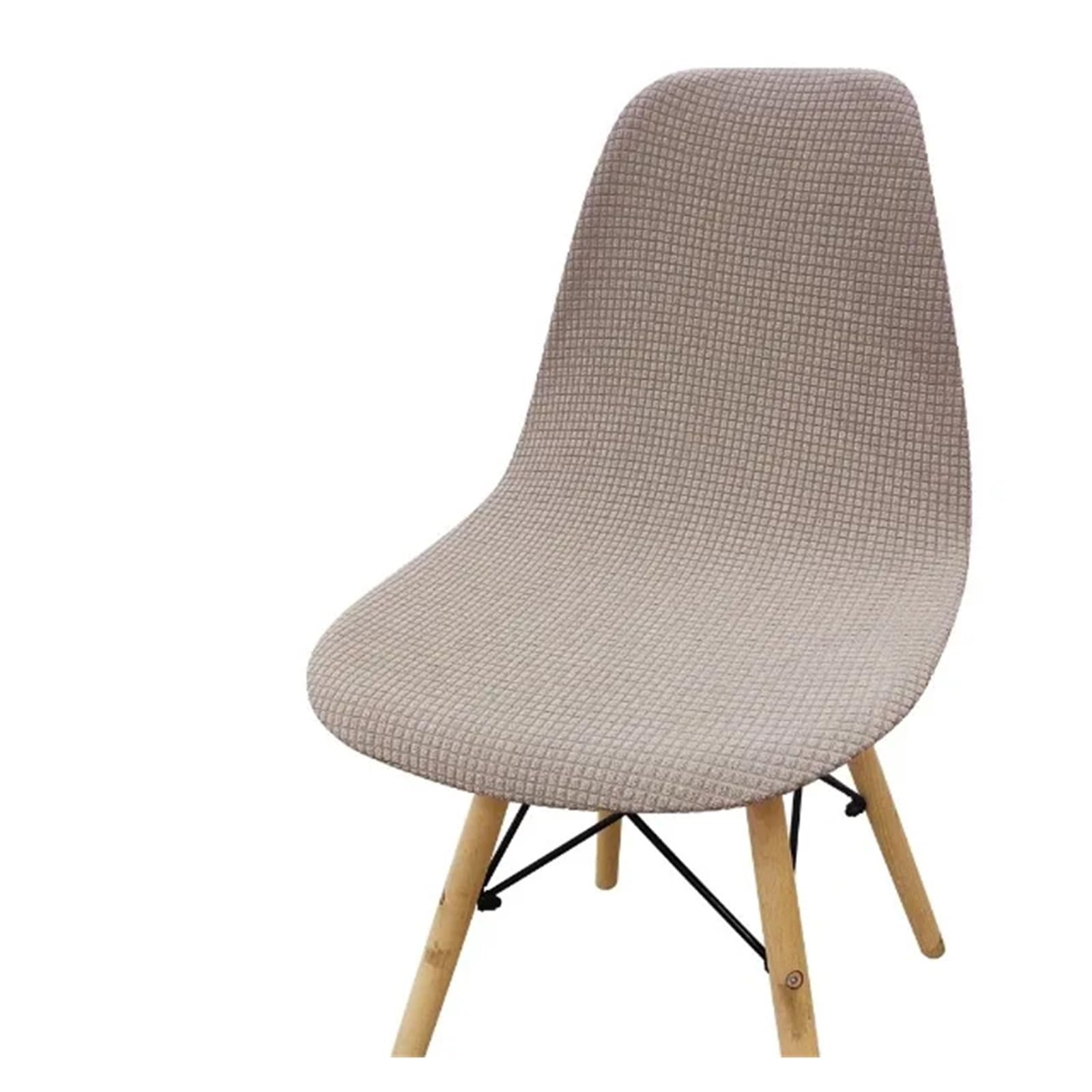 CIOPLJHKL Waterproof Jacquard Chair Cover Stretch Washable Short Round Back Covers Dining Room Adjustable Seat for Hotel, Banquet(Khaki)