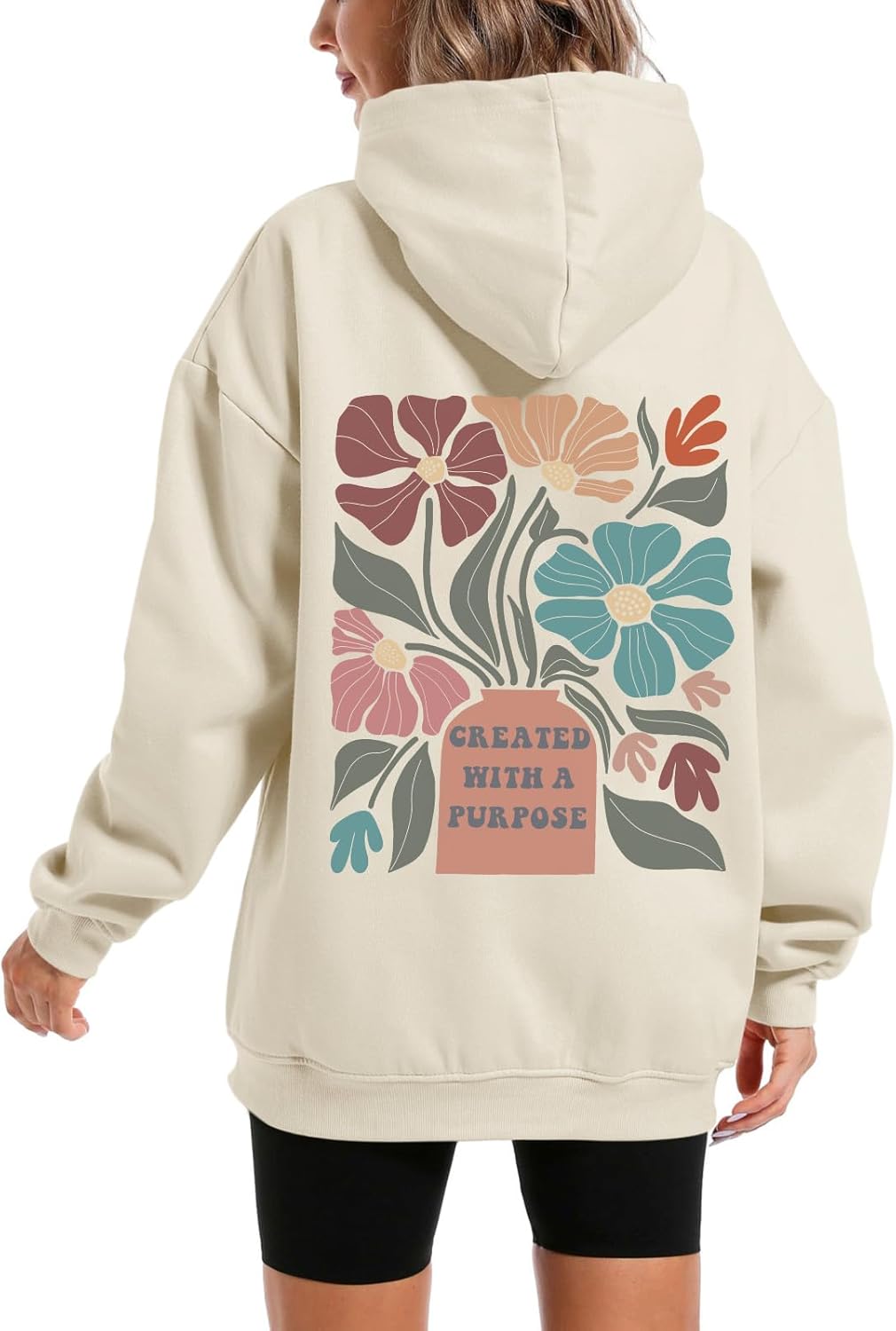 Christian Hoodies for Women Floral Graphic Bible Verse Boho Hoodie Religious Faith Sweatshirts with Sayings Pullover