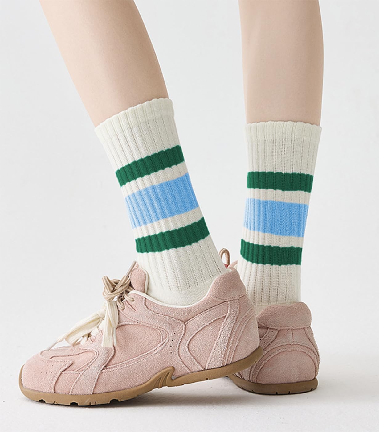 Women Striped Retro Novelty Socks Slouch Socks Athletic Calf Tube Cotton Socks - Image 6