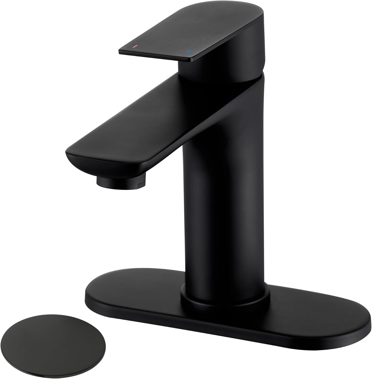 Tohlar Bathroom Faucet Black Single Hole Bathroom Faucet with Pop Up Drain, Matte Black
