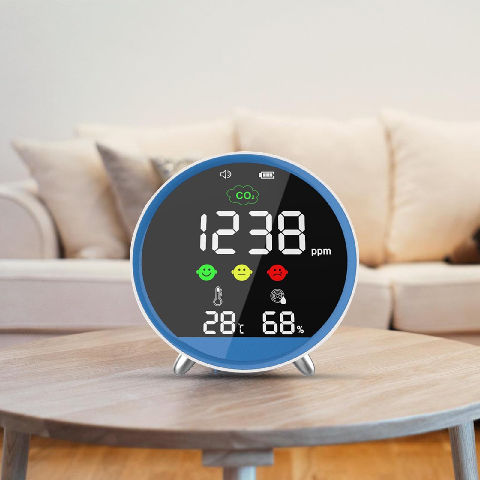 Detector de CO2 profesional con muestreo rápido de 1, 5 s y función de alarma Medidor de temperatura de humedad para seguridad del aire interior Monitor de calidad del aire recargable
