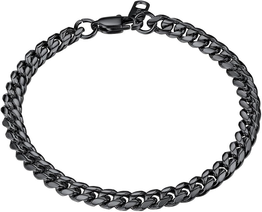 PROSTEEL Cuban Link Bracelet for Men Bangle Stainless Steel Statement Cool Goth Women Mens Jewelry Black Chain Bracelets: Clothing, Shoes & Jewelry