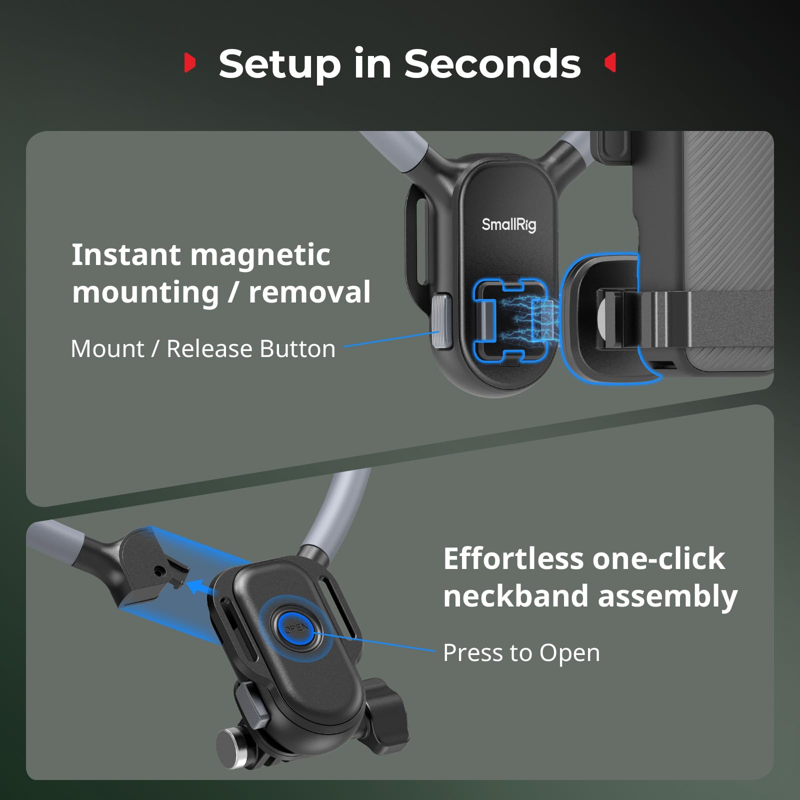 SMALLRIG Magnetische Halshalterung mit Brustgurt für Action-Kameras 5567 Carrying Bag Tragetasche für DJI Osmo Pocket 3 5118
