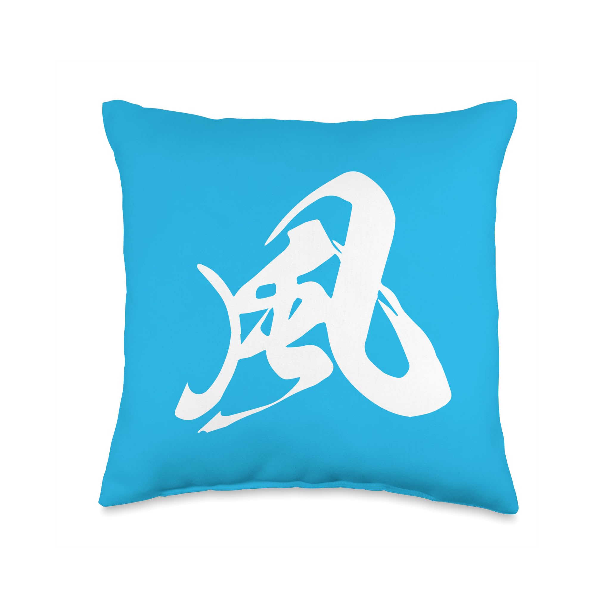 Cool One Word Graphic Japanese Kanji '風' (Wind) Throw Pillow