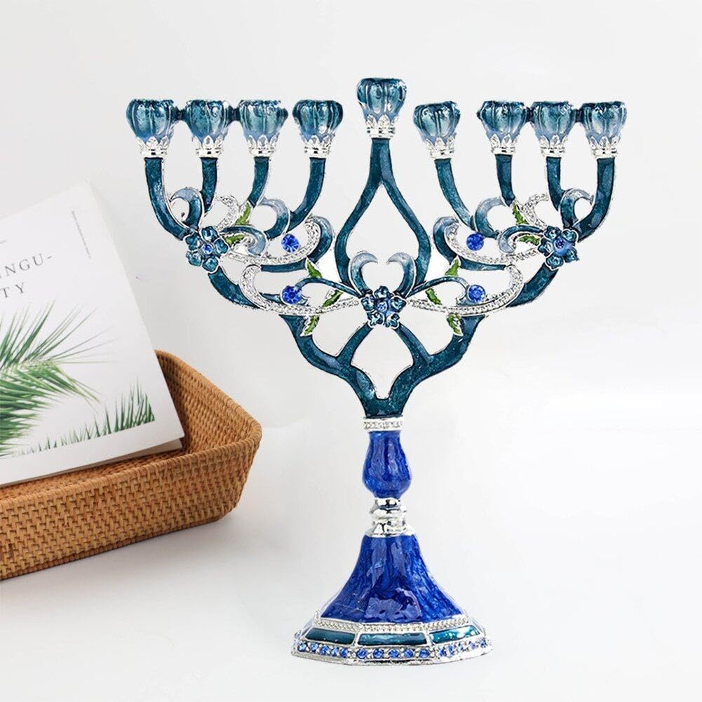 Wudaizhi Étoile de Hanoukka, Menorah David, bougeoir à Bougie pour Hanoukka, décoration de Maison Peinte à la Main, Cadeaux de bougeoir pour fête et Festival