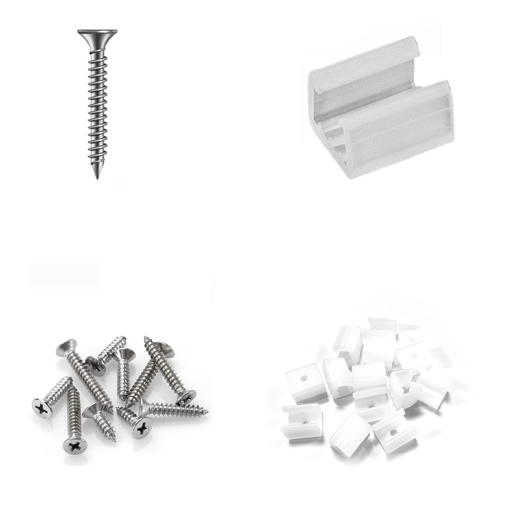 KSIBNW Pack of 50 LED Neon Mounting Clips, 50pcs Screws for LED Strip Lights Neon Waterproof, Tube Clamps Fastening Clamps Garden Strip Lights for 220 V Neon LED Strip Light Flexible