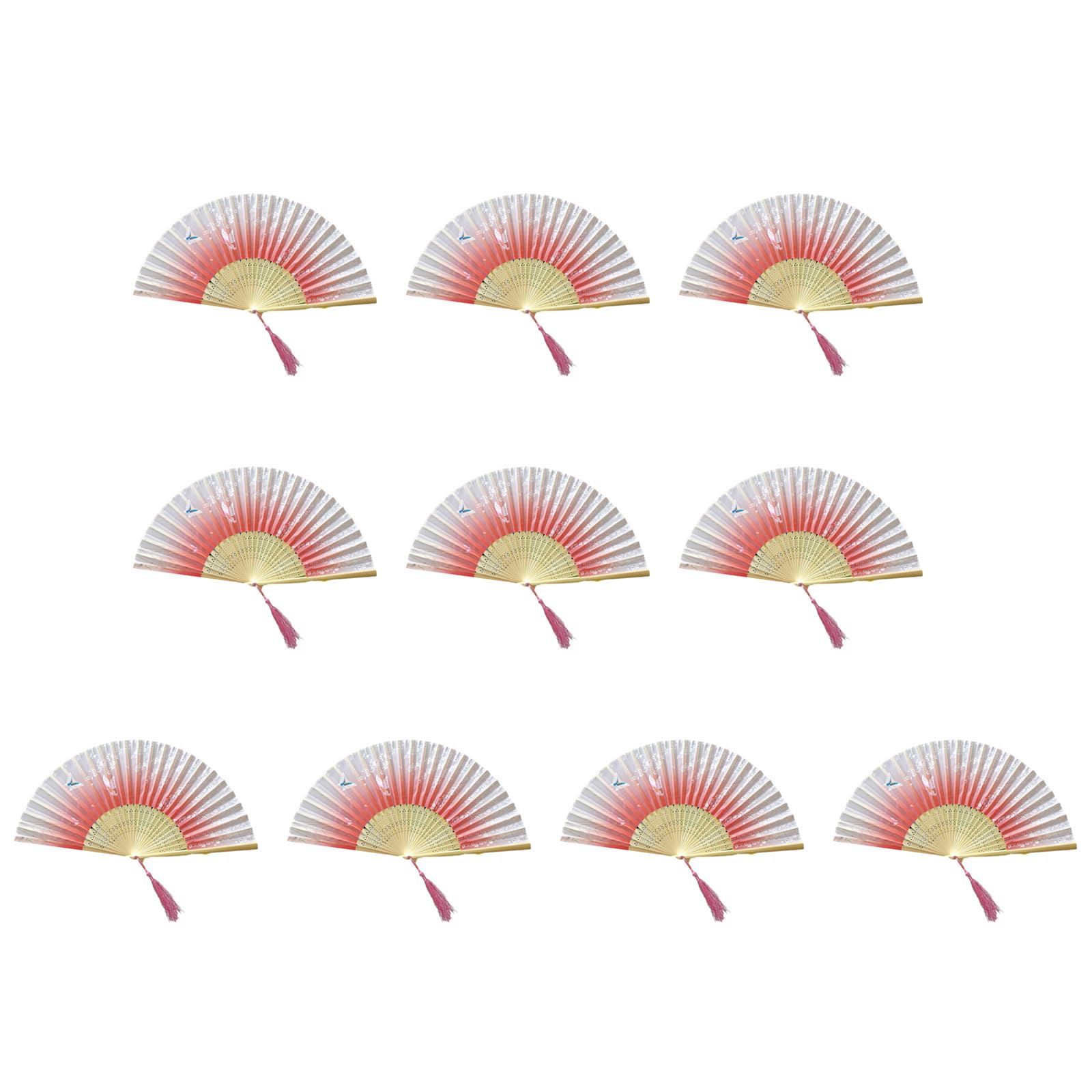 Tsophreniq Of 10 Bamboo Folding Fans Traditional Chinese Handheld Fan with Elegant Carvings for Cooling and Decoration Bamboo Fan