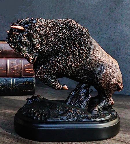 Estatua de Bisonte en Resina con Acabado Electrochapado en Bronce miniatura 2