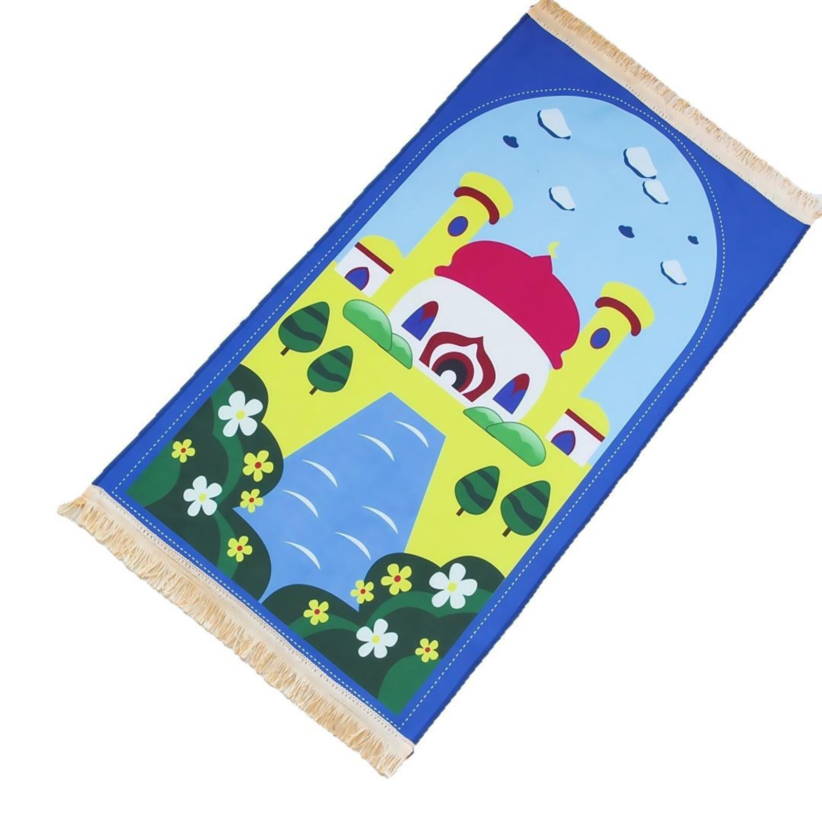YROHGKPN Islamics Prayer Carpet for Muslims Mat Islamics Prayer Rug Children Cartoon Print Blanket with Tassels Kids Blanket Machine Washable