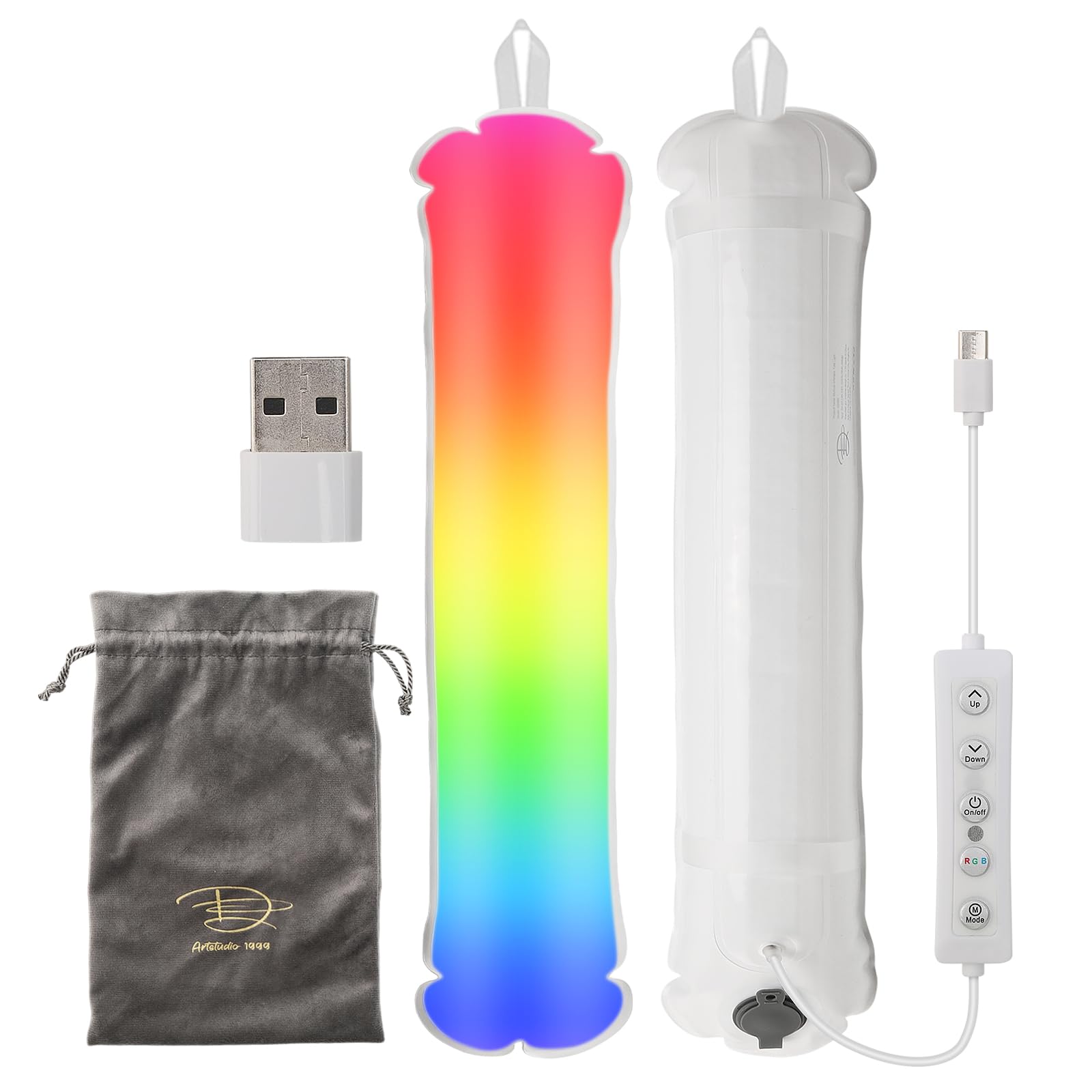 Inflatable LED Tube Light for Camping & Photography – 10W RGB Portable Fill Light with 5 Colors, Rechargeable Handheld Video Lighting for Live Streaming Outdoor Hiking