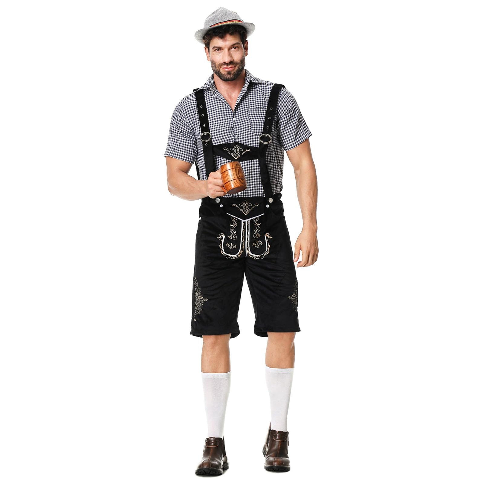 Pantalones de piel para hombre, Oktoberfest, traje de verano, incluye pantalones de chándal cortos, pantalones cortos de moto, pantalones bávaros, de piel, elegantes, para traje regional