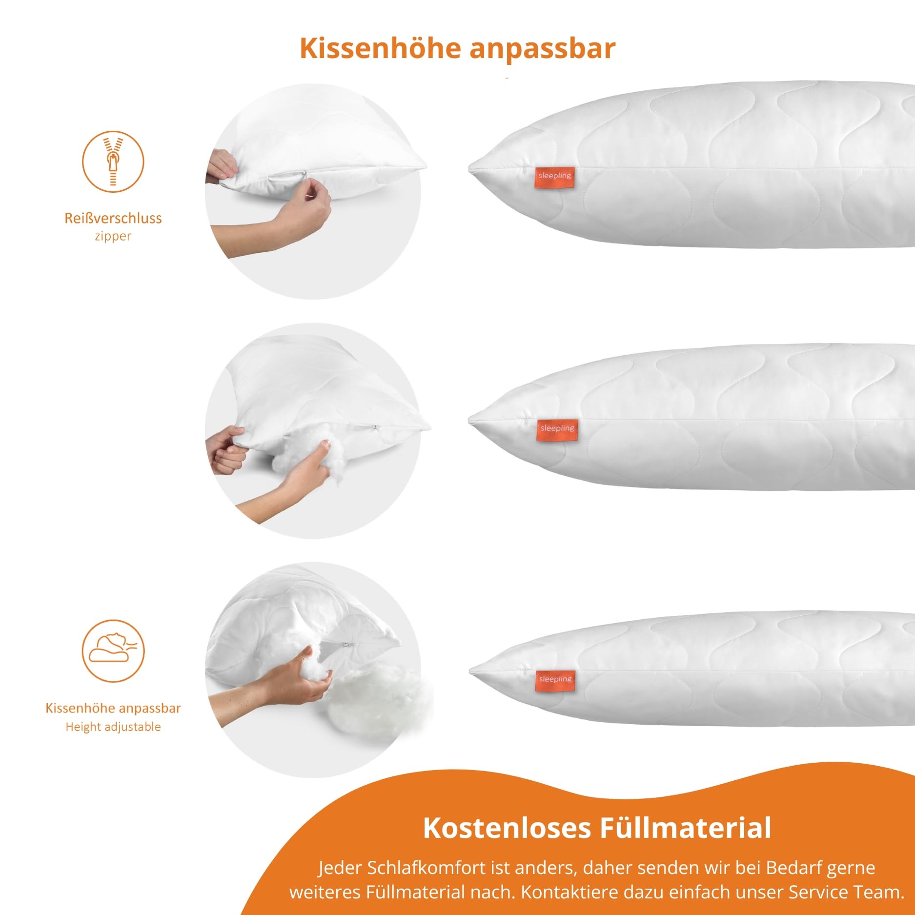 Set 2 Hoofdkussens 70 cm - Anti-stofmijt Kussen, Gevuld met Vezels