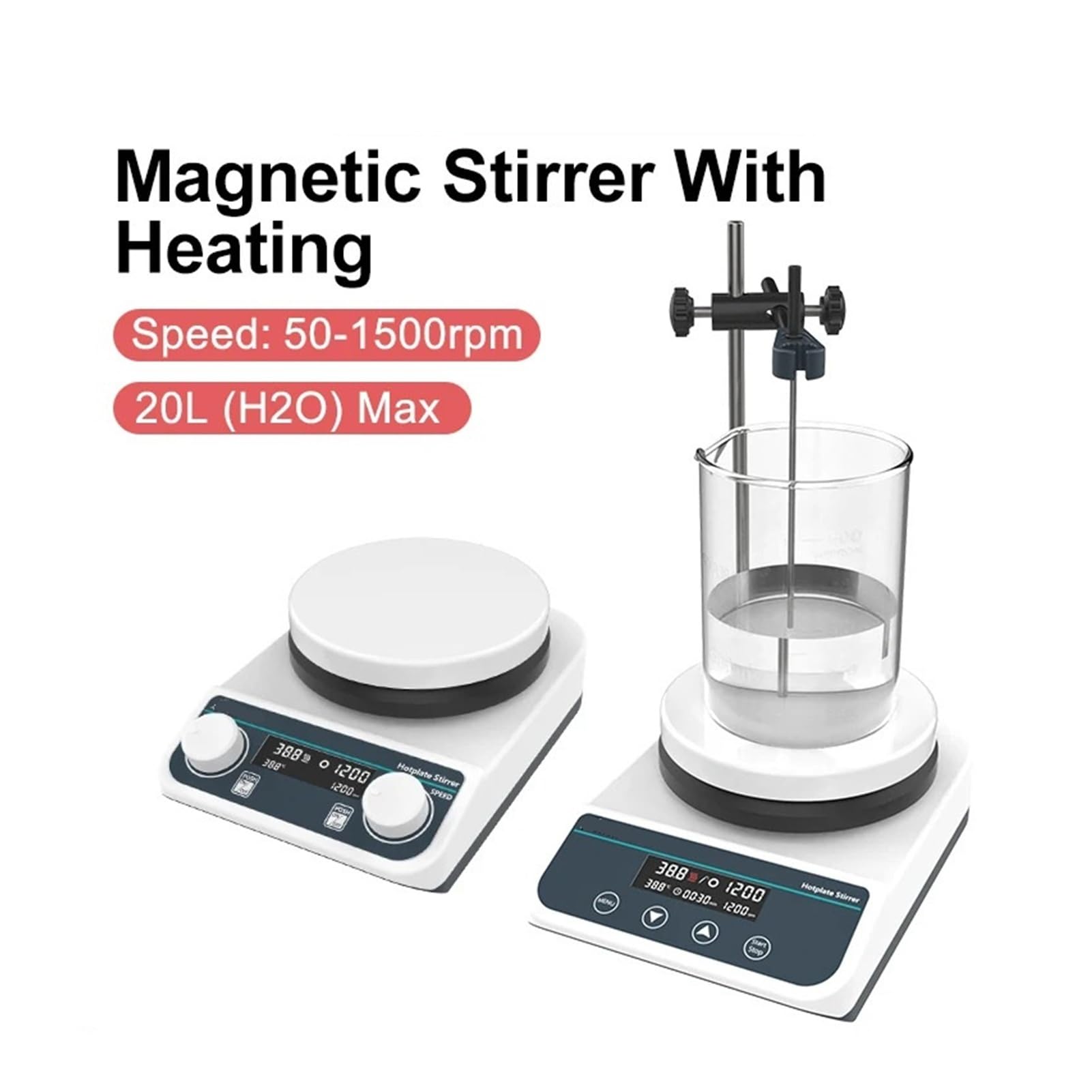 Agitador Magnético Agitador magnético con calefacción y pantalla digital, termostático, for laboratorio, 20 l(HS5Pro(2L LCD),EU)
