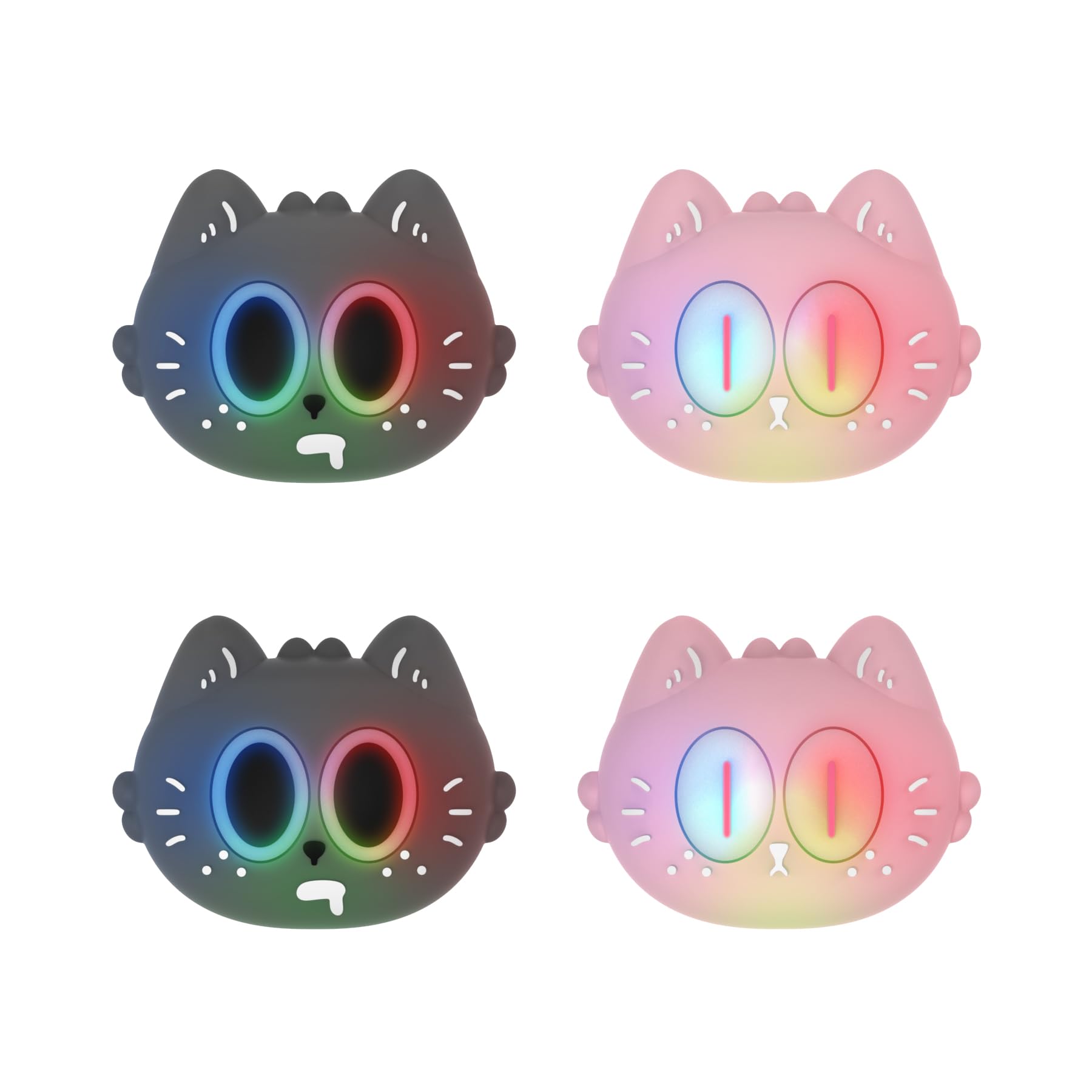 PlayVital Cute Universal Illuminated LED Thumbstick Grips for ps5, for ps4, Joystick Caps for Xbox Series X|S, for Xbox One, Switch Pro Controllers, Joystick Protection - Moonlight Cat