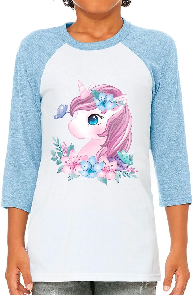 Cartoon Unicorn Kids' Baseball T-Shirt - Items for Kids - Unique Present Ideas