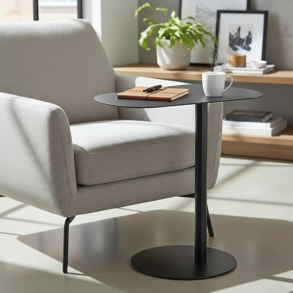 HAKU Mesa Auxiliar de Metal Negro, Mesa de Centro pequeña - Dimensiones: An 53 x Al 60 x Pr 38 cm Estilo: Moderno