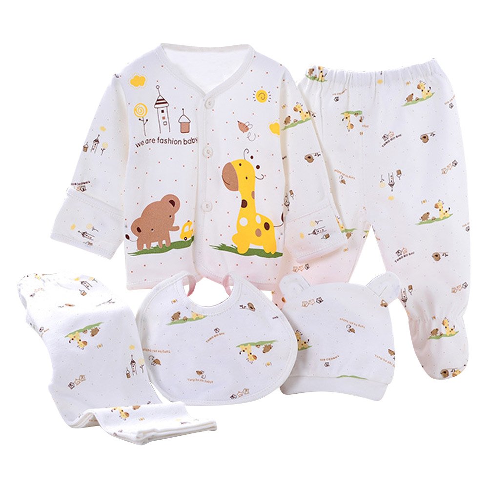 wocharm Newborn Baby Girls Boy Grow Clothes Unisex Infant Playsuits 5PCS(Yellow)