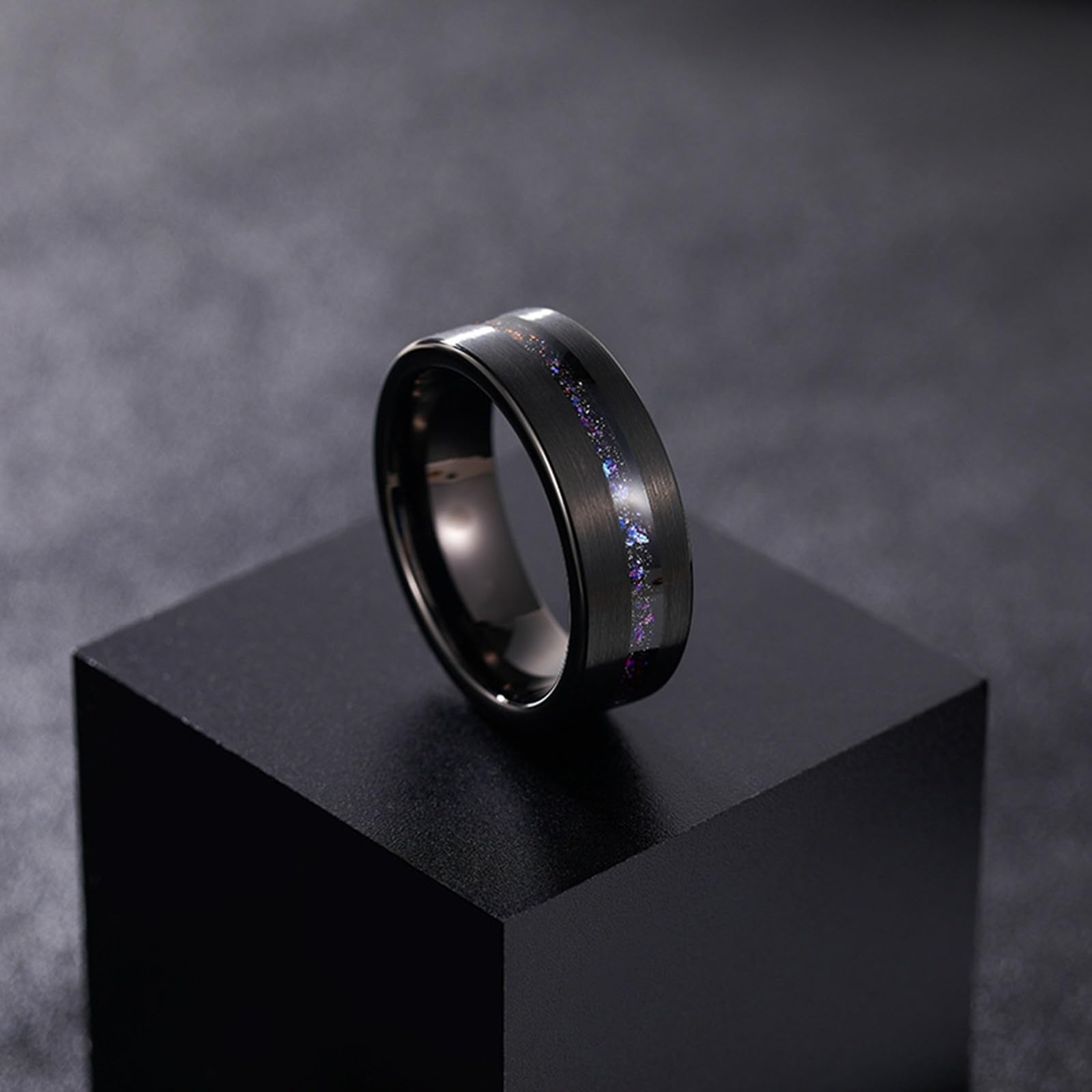 Anillos de Tungsteno para Hombre 8 mm, Anillo Grabado Personalizado 14 a 30
