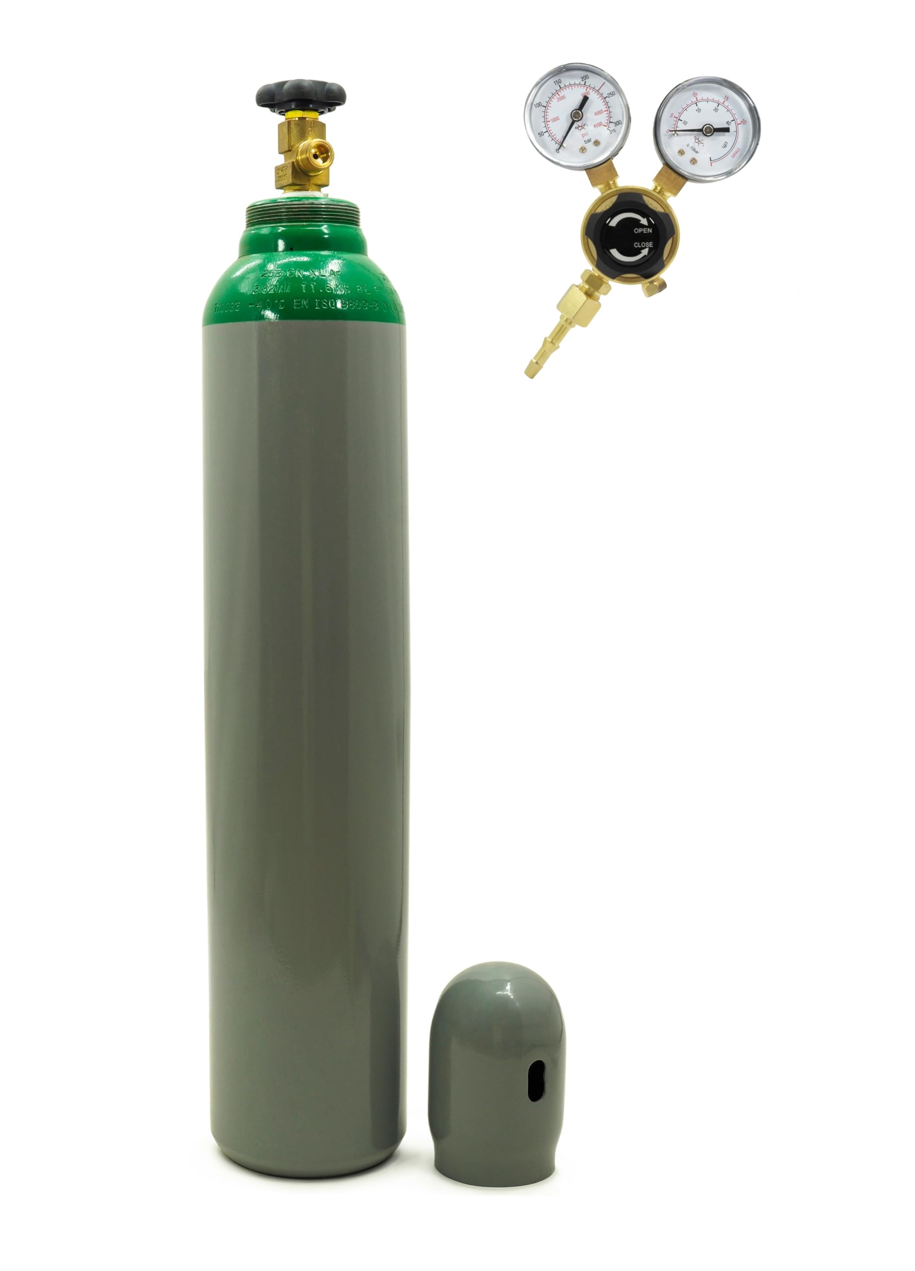 Argon bombola di gas 8 l, 150 bar, con mini riduttore di pressione Ar/CO2 e 2 manometri di saldatura, riempita con argon puro al 100% per lavori di saldatura professionali e applicazioni industriali