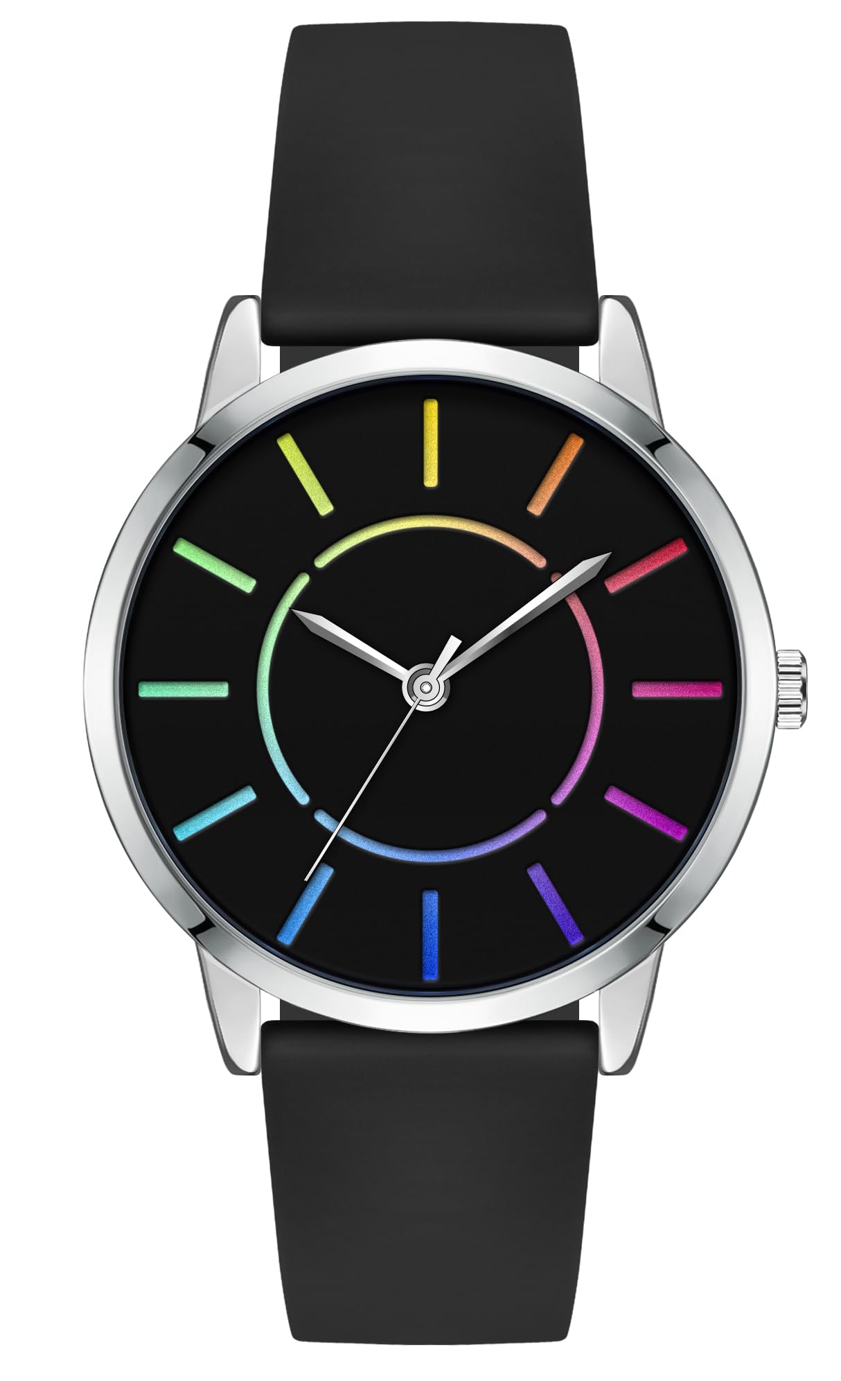 Bisley Womens Rainbow Watch Black Silicone Strap Waterproof Watch Fashion Analog Quartz Watches, Black, casual (B0C33KTBKX) Amazon Price History, Amazon Price Tracker