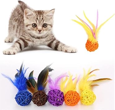 2li Rattan Renkli Pelu  T y Kedi K pek Oyuncak Yakalama  i neme  ng rakl  Top Oyunca