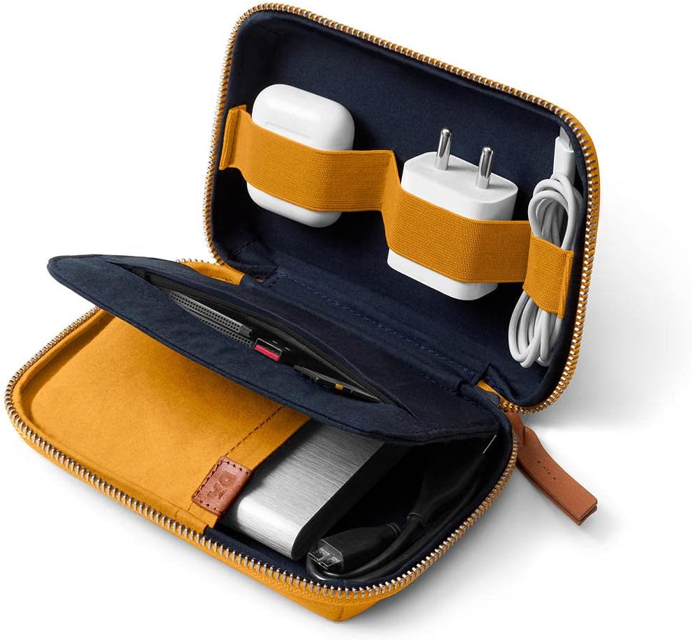 Travel Digital Accessories Canvas Storage Bag Portable Gadget Organizer Case Regular Zippered Tech Kit Organizer Pouch for Memory Cards - Yellow