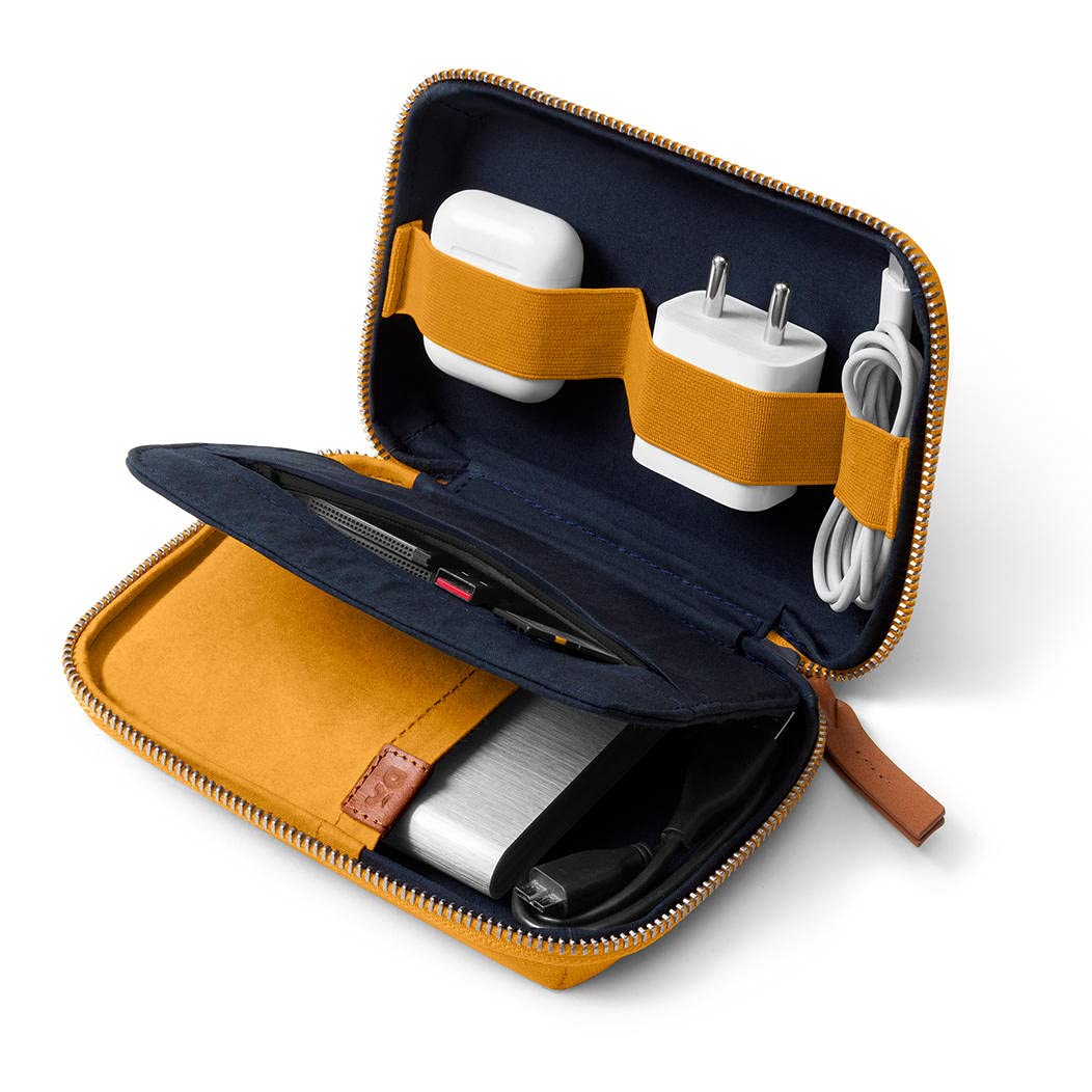 DailyObjects Travel Digital Accessories Canvas Storage Bag Portable Gadget Organizer Case with Regular Zipper Tech Kit Organizer Pouch for Memory Cards, Yellow