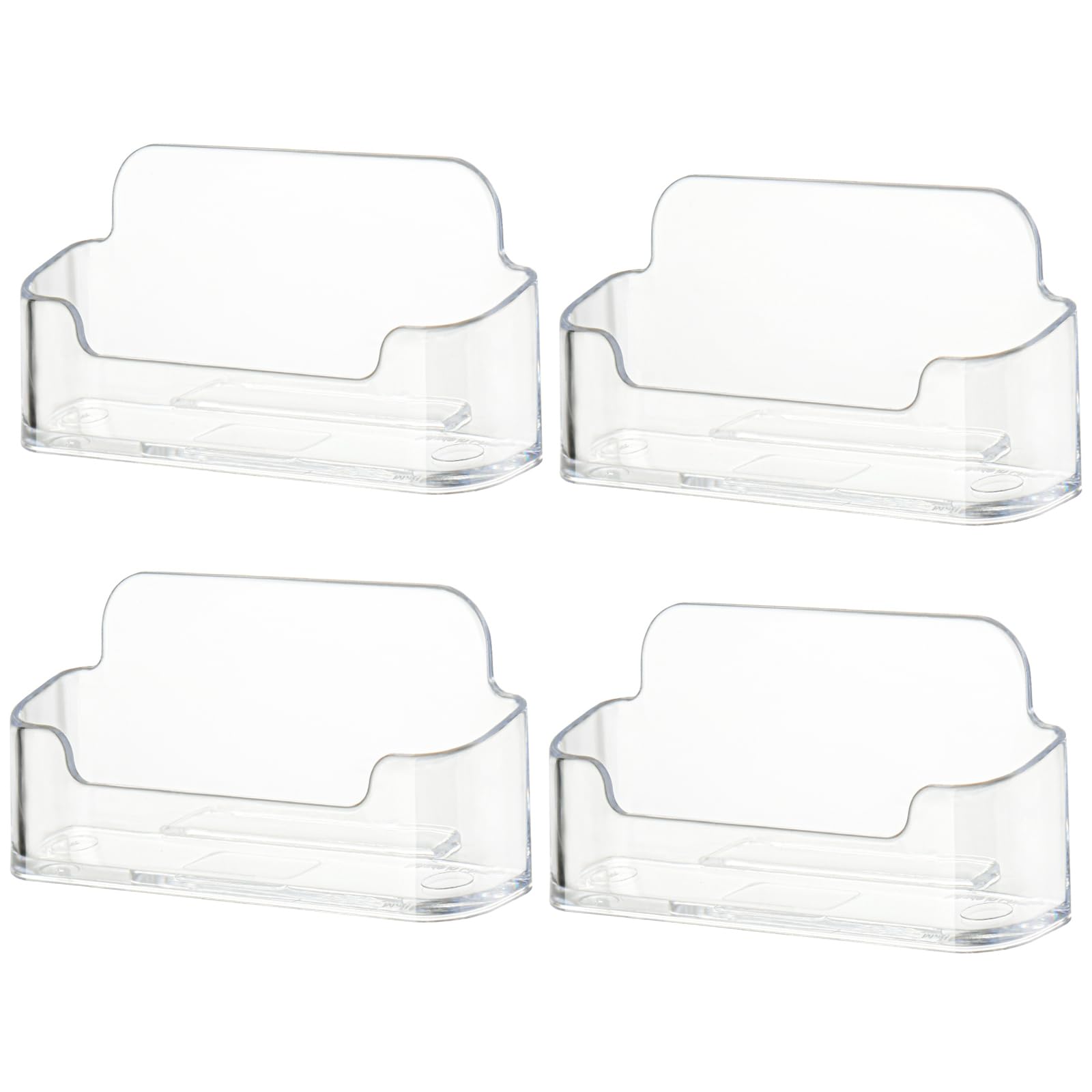 4 Pack Clear Business Card Holder for Desk, Plastic Business Card Display Desktop Acrylic Business Card Stand for Office, Exhibition Booth